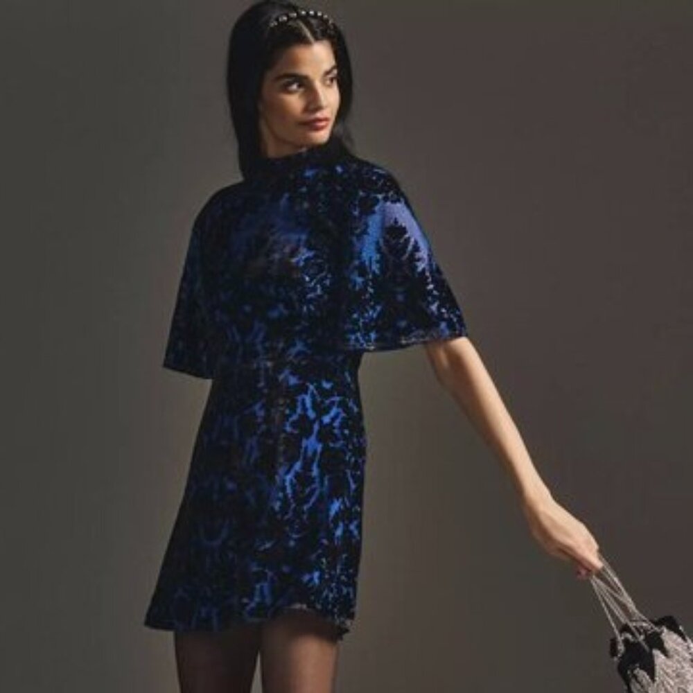 NWT Mock-Neck Velvet Mini Dress